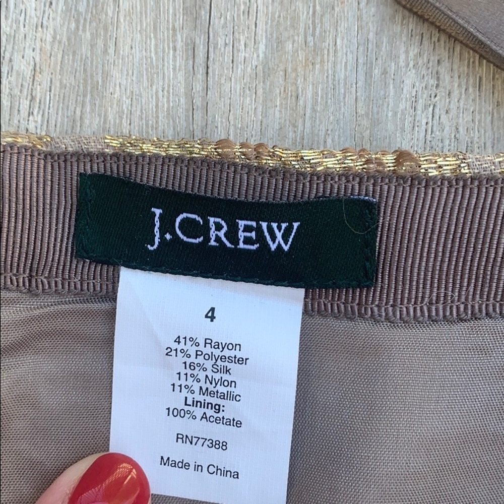 J crew metallic gold mini skirt w/ pockets size 4 - Picture 3 of 9
